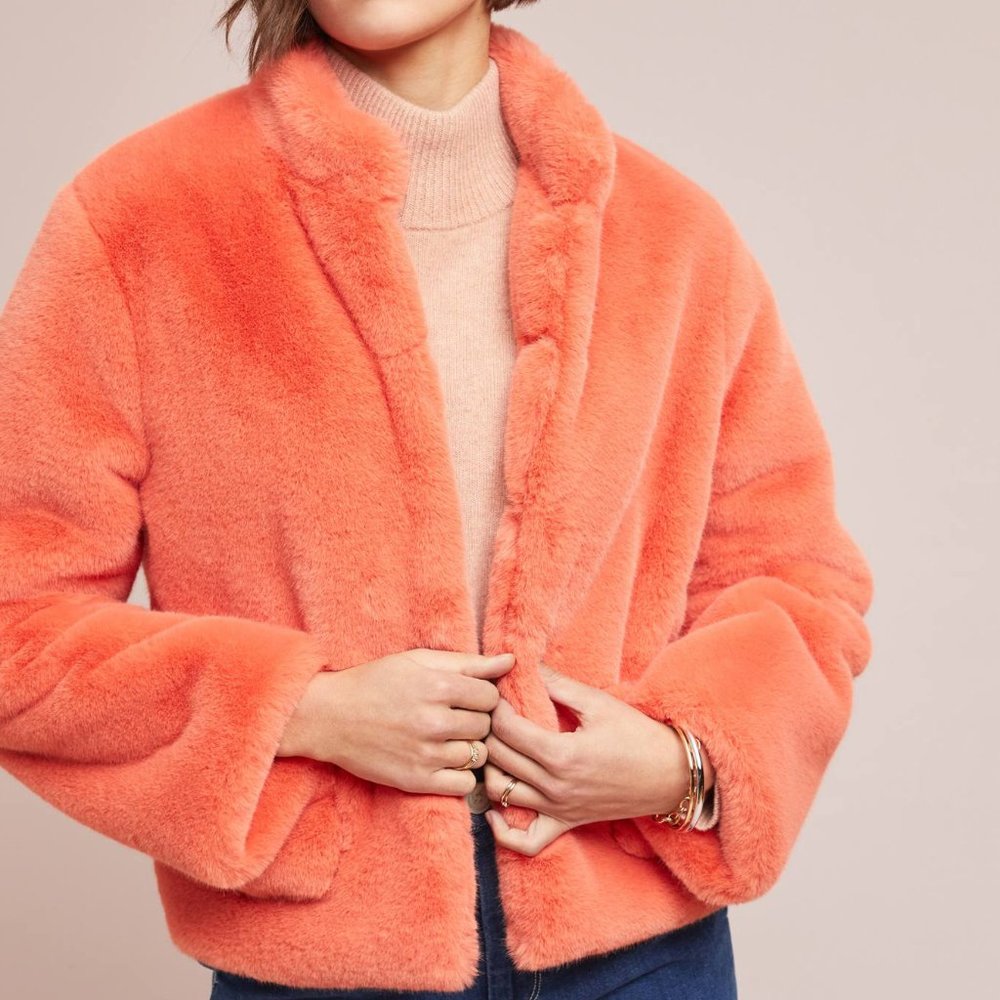 NWOT Anthropologie Mango Faux Fur Jacket